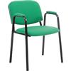 CLP Sedia Impilabile Ken Pro con Braccioli Imbottiti, Sedia da Conferenza in Tessuto, Struttura Nera Stabile fino a 150 kg Colore:verde
