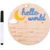 Gosknor Cartello in Legno Hello World per Neonati, Grazioso Cartello per Annunci di Nascita Cartello di Benvenuto per Neonati Targa con Nome per Baby Shower Accessori per Foto (Cielo Azzurro)