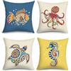 Joymaison Federe Cuscini Divano 45x45 set da 4 Pesci Animali Mare Astratto | Decorativa Copricuscini Colorato Costa Pesce Tropicale Polpo Tartaruga Marina Cavalluccio Marino per Divano Soggiorno Esterno