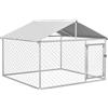 PawHut Kennel Gabbia per Cani da Esterno Grande Box 200x200x150cm Argento | Recinto per Animali, Copertura Impermeabile