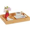 Relaxdays Vassoio Portavivande in bambù, Manici, Bordo Alto, Rettangolare, Servire e Trasportare, 5x34,5x25 cm, Naturale