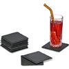 Relaxdays Sottobicchieri in Ardesia, Set da 10, Poggia Bicchieri, Sottobottiglia 10x10 cm, Accessori da Bar, Antracite