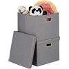 relaxdays Scatole Portaoggetti con Coperchio, Set Doppio, Cestini Pieghevoli da 51 L l'Uno, Box 34x43x43 cm, Grigio, Acciaio, 2 pz