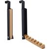 Relaxdays Appendiabiti da Porta Pieghevole, 6 Ganci per Appendere Grucce, per Porte Spesse 2 cm, Metallo e Legno, Nero