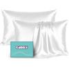 Gabire Set di 2 federe in vera seta di gelso su entrambi i lati, per capelli e pelle, prevenzione dell'acne, confezione da 2, con cerniera nascosta, colore bianco, standard (50,8 x 66,6 cm)