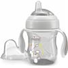 Chicco Transition Cup Bicchiere Antigoccia Per Bambini 200ml Tazza Biberon 4+ Mesi Per Imparare A Bere Con Beccuccio Ergonomico In Silicone Doppia Valvola Anticolica Senza Bpa Grigio