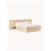 Westwing Collection Letto in legno con testiera e cassetti Nanto - Marrone