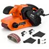 VEVOR Levigatrice a Nastro 750 W Nastro Abrasivo da 76 x 533 mm 6 Velocità, 630-1200 FPM, Levigatrice 2 in 1 Portatile e da Banco, con 10 Nastri Abrasivi, 2 Sacchetti Raccoglipolvere e 2 Morsetti