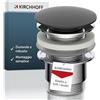 KIRCHHOFF 98807420 - Tappo di scarico universale per lavabo, valvola di scarico con troppopieno, tappo di scarico per lavabo e lavandino, colore: Nero opaco/cromato