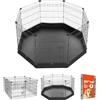 VEVOR Box per Cani da 76 cm 8 Pannelli Pieghevole con Base Imbottita Nero | Recinzione Metallica per Uso Interno ed Esterno con Porta, per Esercizio Cuccioli Conigli e Altri Animali di Piccola Taglia
