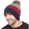 A2Z Berretto da uomo lavorato a maglia a righe con calda fodera in sherpa e pompon spesso invernale termico con pompon morbido e accogliente, lavorato a maglia grossa, per sport all'aria aperta