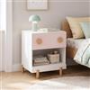 [en.casa] Comodino per Bambini con Cassetto 47x40x35 cm Rosa | Tavolino per Cameretta, Mobiletto Basso da Letto o Zona Gioco, con Vano Scomparto Aperto, Piedini in Legno