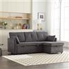 MURUL Divano Letto Multifunzionale con Contenitore e Letto Estraibile, Divano Chaise Longue Intercambiabile, Divano Sezionale con Sedili Contenitori, Divano Angolare Modulare per Soggiorno (Grigio