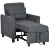 HOMCOM Poltrona convertibile 3 in 1, con schienale regolabile in 3 posizioni e cuscino incluso, 2 tasche laterali 69x82x85 cm, Grigio | Aosom Italy
