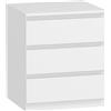 HOMCOM Cassettiera 3 Cassetti con Chiusura Rallentata, Stile Moderno 45x40x52,8 cm Bianco | Aosom Italy