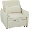 HOMCOM Poltrona-letto 3 in 1 con cuscino lombare, Bianco Crema | Aosom Italy