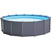 Intex 26384NP - Piscina Fuori Terra Graphite Gray Panel Rotonda, con Accessori, PVC, Grigio, 478x124 cm