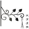 Relaxdays Ganci Appendivasi con Foglie, Portavasi da Parete, Decorazione da Giardino, in Metallo, 30 x 28 x 2 cm, Nero