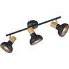 RL LIVE YOUR LIGHT Reality Spot Bar Latika R81523032, Metallo Nero opaco, legno sintetico, escl. 3x E14