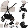 LIONELO Amber Plus Passeggino Trio 3 in 1 da 0 a 4 Anni fino a 22 kg | Navicella XL, Seggiolino Auto fino a 13 kg, Schienale Regolabile, Grandi Ruote Fuoristrada 360°, Cappottina XXL