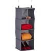 Relaxdays Organizer da Armadio, 4 Ripiani, HLP 97x30x30 cm, Divisore in Stoffa, 2 Ganci da Appendere, Guardaroba, Grigio