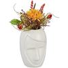 Relaxdays Vaso per Fiori, Portafiori con Volto Decorativo in Ceramica, Viso Stilizzato, HxLxP: 14,5x9,5x10,5 cm, Bianco
