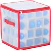 Relaxdays Scatola per Palline di Natale, Borsa Porta Palle Natalizie a 64 Scomparti, HLP: 31x30x30 cm, Trasparente Rosso