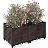 Relaxdays Vaso per Piante da Esterno Rettangolare, con Serbatoio d'Acqua, 38x80x40 cm per Balcone e Terrazza, Marrone