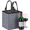 Relaxdays Borsa Porta Bottiglie di Vino e Birra, 9 Scomparti, Portabottiglie e Shopping Bag, 45x24x24 cm, Antracite