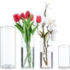 Relaxdays Vasi in Vetro Decorativi, Set 4 Vasetti per Fiori e Candele, Interno, Varie Misure, Centrotavola, Trasparente