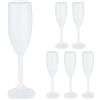 Relaxdays Flute in Plastica, Set da 6 Calici da Spumante, Bicchieri Riutilizzabili, Senza BPA, 160 ml, Prosecco, Bianco