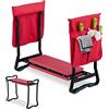 Relaxdays Panca Inginocchiatoio da Giardino, Pieghevole, Fino 150 kg, 2 Tasche, Imbottitura, HLP 50x65x32 cm, Nero Rosso