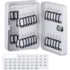 Relaxdays Armadietto Portachiavi da Parete, Cassetta Sicurezza con Codice, 48 Ganci Appendi Chiavi, 25x18x7,5 cm, Bianco