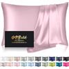 DKBslik Federa in seta per capelli e pelle, dimensioni standard, anti acne, rinfrescante, per dormire su entrambi i lati, in raso di seta naturale, con cerniera nascosta, regalo per donne e uomini, rosa