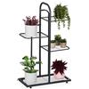 Relaxdays Scaffale Portapiante, 4 Ripiani in Metallo 72,5x44x22,5 cm, Portafiori e Portavasi, Fioriera, Acciaio, Nero