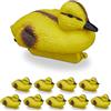 Relaxdays Anatre da Stagno, Set 10 Anatroccoli, Baby Duck Galleggianti, Plastica, Figure Laghetto, Giardino, Giallo-Nero