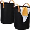 Relaxdays Cesto Portabiancheria da 28 l, Set 2 Cestini Porta Biancheria in Feltro con Manici, Bagno, HxD: 47x30 cm, Nero