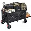 YEAUPE PRO Carrello Spiaggia, Carrello Pieghevole con Ruote 160-240L | Doppi freni ant., ruote grandi, manico regolabile, retro apribile, portata 200kg, outdoor, pesca e campeggio, Ebano