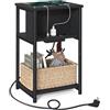 VASAGLE Tavolino con Multipresa, Comodino con 2 Prese AC e 2 Porte USB, 30 x 34 x 58 cm, per Soggiorno, Camera da Letto, Nero LET375B02