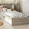 Dmora Letto Singolo Agout, Sommier per Camera da Letto, Giroletto per Stanza, Struttura Porta Materasso, 200x120 h 91 cm, Rovere e Bianco Opaco