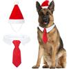 MELLIEX 2 Pezzi Costume di Natale per Animali Domestici, Natalizio Costumi Cappello da Babbo Natale e Papillon Regolabile per Cane Gatto（Grande）