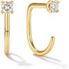 SLLAISS Moissanite Orecchini Cerchio Piccoli Donna Argento Sterling 925 | Ipoallergenici Taglio Goccia Quadrato e Rotondo Huggie Lobulo Orecchino Punto Luce per Secondo Buco Lobo Sensibile