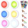 BAKAJI Set 6 Faretti LED Wireless Adesivi Faretto RGB con Funzione Cambio Colore 12 Colori e Timer Mood Light Luce d'atmosfera Sottopensile Parete Doppio Telecomando Incluso