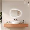 EMKE Specchio Bagno con Luce, Asimmetrico, Antiappannamento,60 x 45 cm | Specchio Bagno LED,Interruttore Touch, 3 Colori di Luce Regolabili, Risparmio Energetico,Specchio da bagno