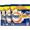 Dash Power Pods Detersivo Lavatrice In Capsule, 114 Lavaggi (38x3), Freschezza Di Lenor, Oro e Fiori di Vaniglia, Freschezza che dura 7 Giorni, Pulizia Impeccabile