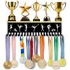 SUPERDANT Espositore per medaglie in legno con sagoma di pattinaggio di velocità, espositore per trofei a tema sport sul ghiaccio, supporto da parete per conservare ed esporre medaglie nero, 40 x 9 cm