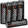 CITYORK 3000 mAh AA NI MH batterie ricaricabili ad alta capacità 1200 cicli