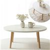 PlayPals Furniture P&P Furniture - Tavolino da salotto in legno, ovale, 70 x 50 cm, stile scandinavo, moderno, bianco