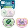 AVENT Philips Avent Ultra Start Ciuccio - Design ortodontico, per neonati 6-18 mesi, tettarella simmetrica in morbido silicone, senza BPA, con custodia per la sterilizzazione, confezione da 2, SCF087/13