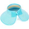 MK Matt KEELY - Cappello da spiaggia con paglia, da donna, pieghevole, a tesa larga, con fiocco Striscia blu. Taglia unica